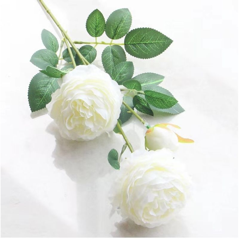 BJ HOGAR - Pack 6 Ramos de Flores Artificiales Peonía Blanco