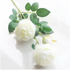 BJ HOGAR - Pack 6 Ramos de Flores Artificiales Peonía Blanco