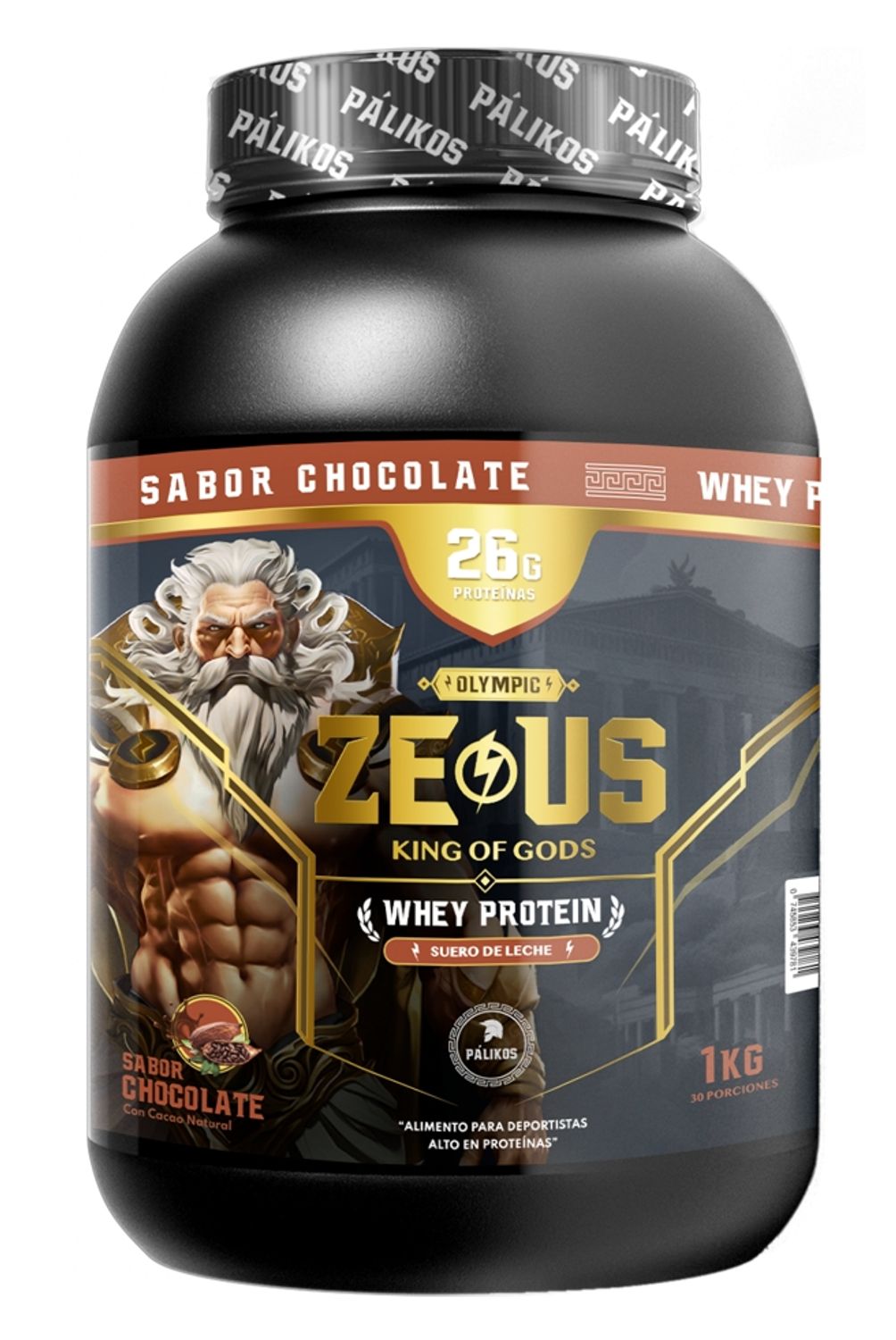 PALIKOS FITNESS 100 Whey Protein Zeus 1kg Chocolate 30 servicios