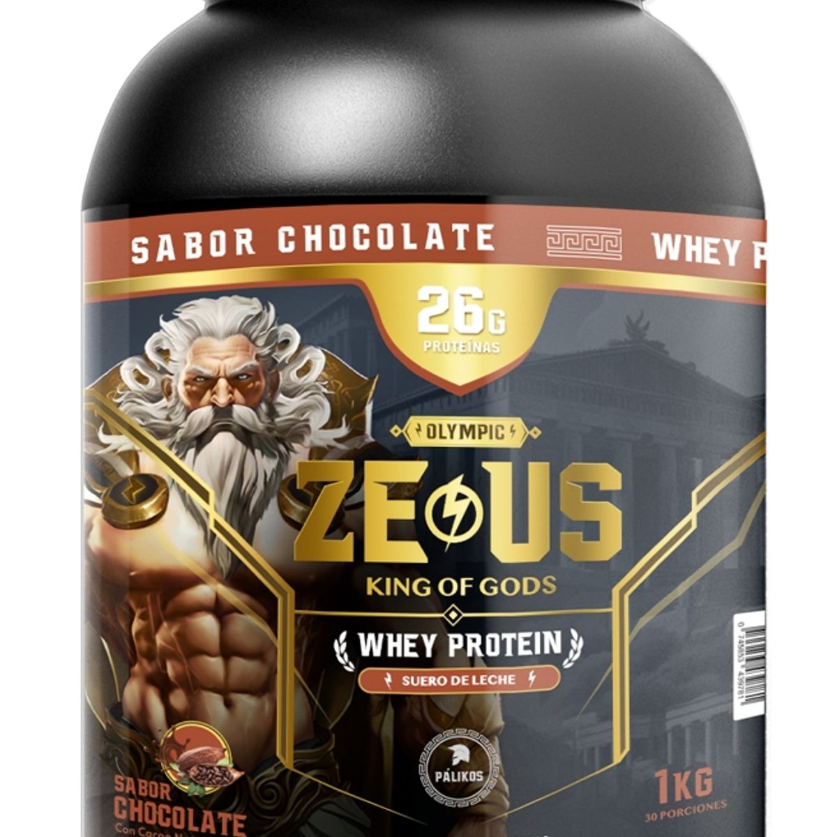 PALIKOS FITNESS - 100 Whey Protein Zeus 1kg Chocolate 30 servicios