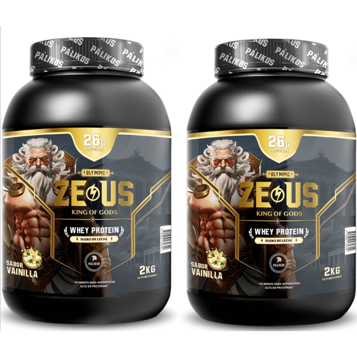 PALIKOS FITNESS - Pack Zeus - 2 Whey Protein Zeus de 2 kg - (4 kilos) Vainilla