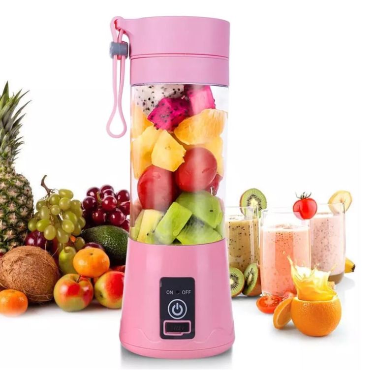Licuadora Portátil Recarga ble con baso para transportar color rosado
