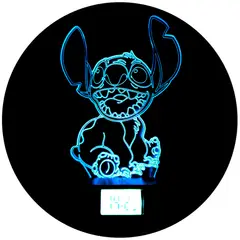 3DILUTION - Lámpara de Mesa Stich Feliz Base Reloj USB