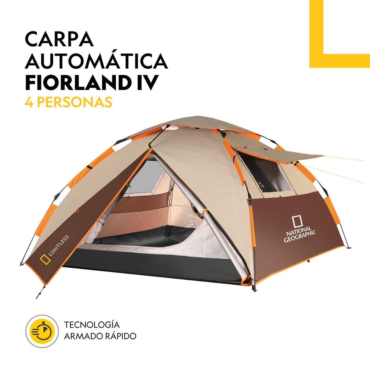 NATIONAL GEOGRAPHIC - Carpa Camping Automatica 4 Pers. Fiordland Café Nat Geo