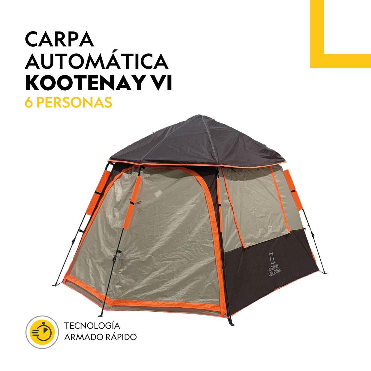 NATIONAL GEOGRAPHIC - Carpa Camping Automatica 6 Pers. Kootenay Café Nat Geo
