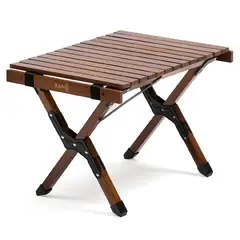 KANO - Mesa Plegable de Madera Oscura Para Camping Natural