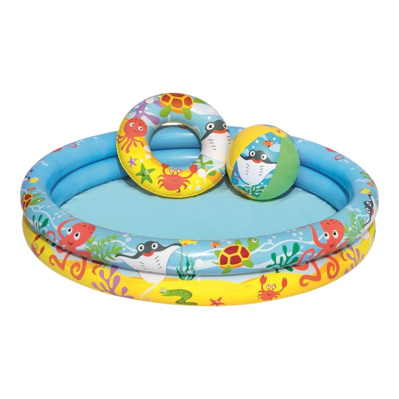 BESTWAY - Piscina Inflable 2 Anillos Con Aro Y Pelota Inflable 122X20Cm Bestway