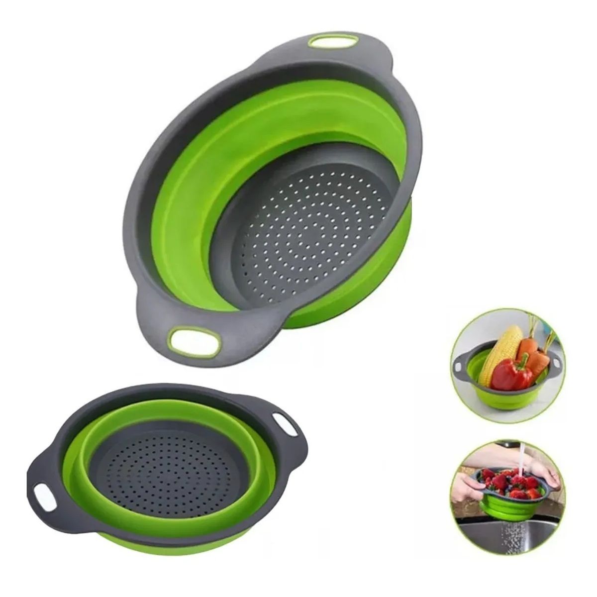 GENERICO - Colador Plegable Colador Plastico Silicona Redondo 24 Cm