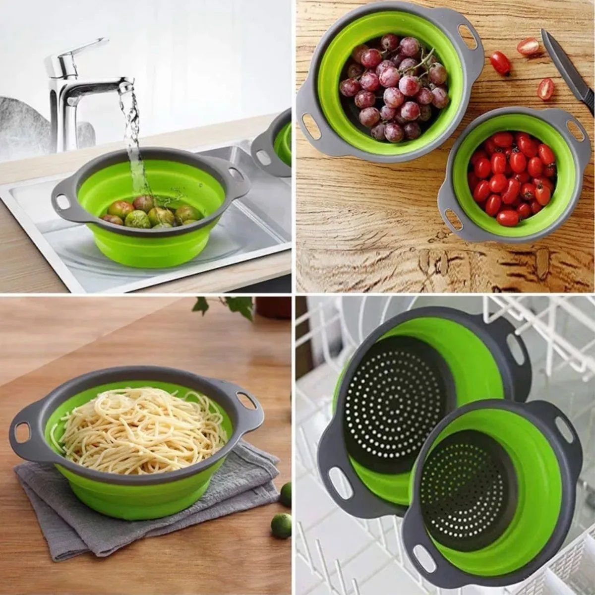 GENERICO - Colador Plegable Colador Plastico Silicona Redondo 24 Cm