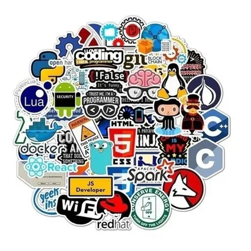 GARSIL - 50 Stickers Programador Geek Java - Etiquetas Autoadhesivas