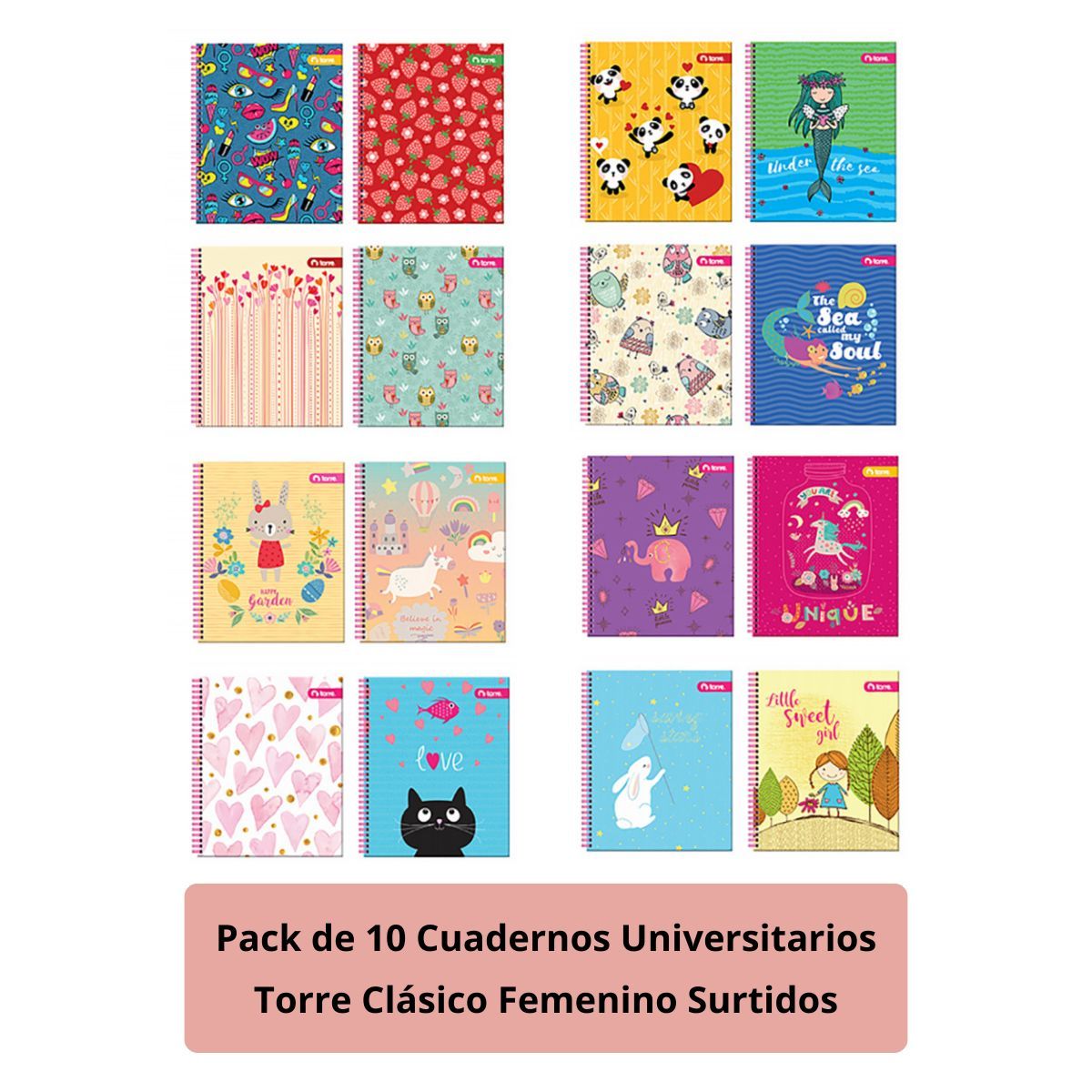 TORRE - Cuaderno Universitario Torre Clásico Femenino 10 Unidades