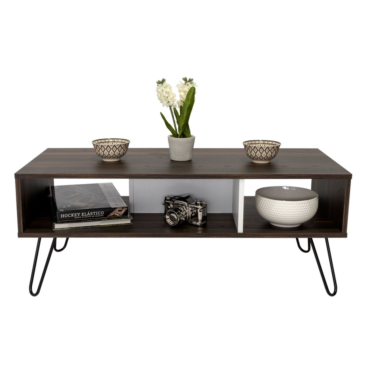 FMFURNITURE - Mesa De Centro Café Oscuro 40x101.1x45 cm