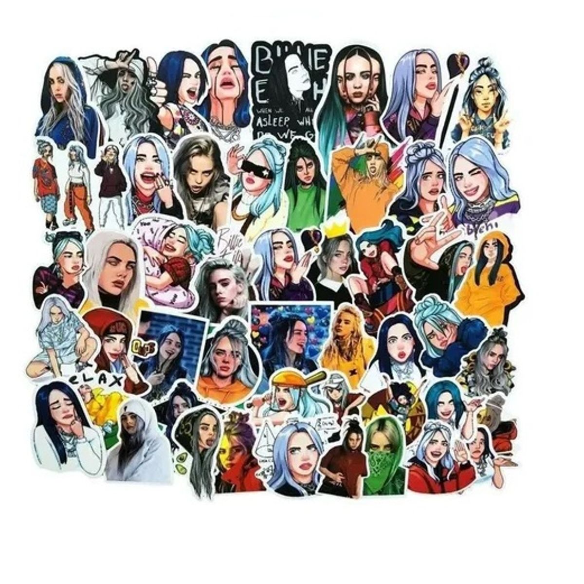 GARSIL - 50 Stickers de Billie Eilish - Etiquetas Autoadhesivas