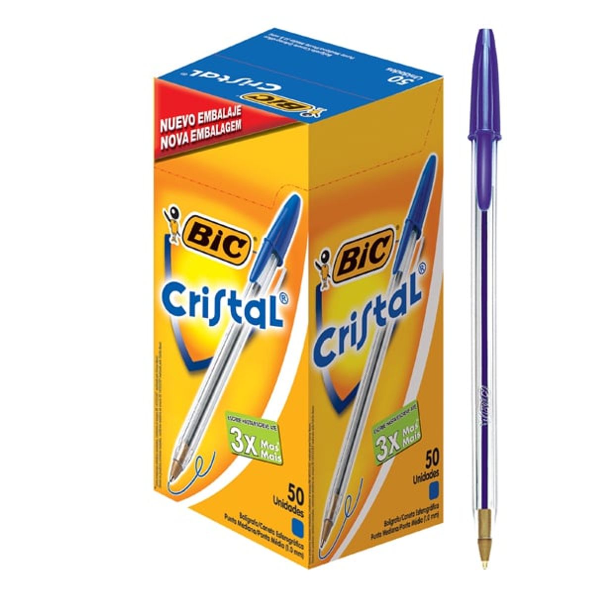 GENERICO - Lápiz Pasta Azul Bic Cristal Punta Media 50 unid