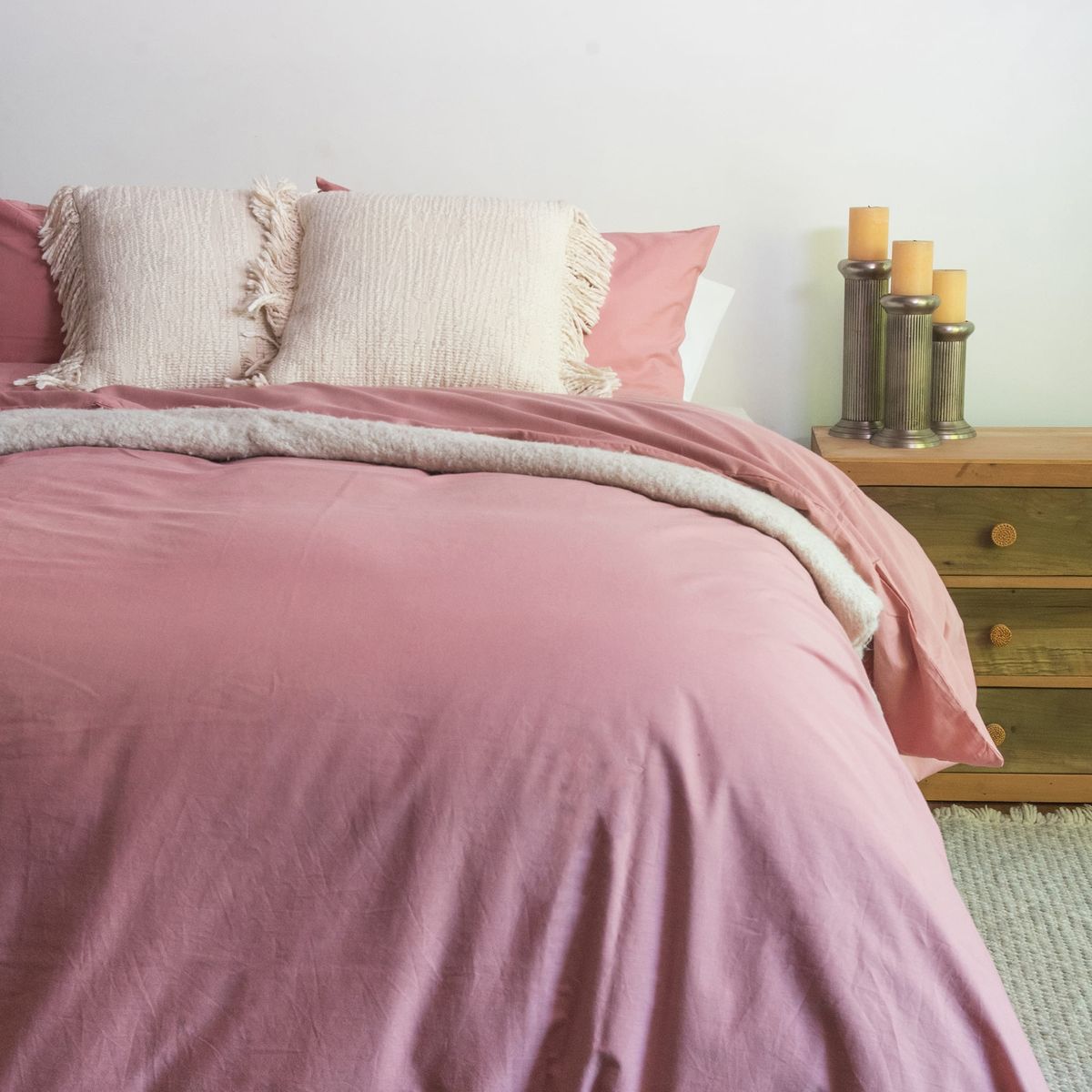 KARSTEN - Cubreplumón Karsten Liss 1.5 plazas Rosa 180 hilos