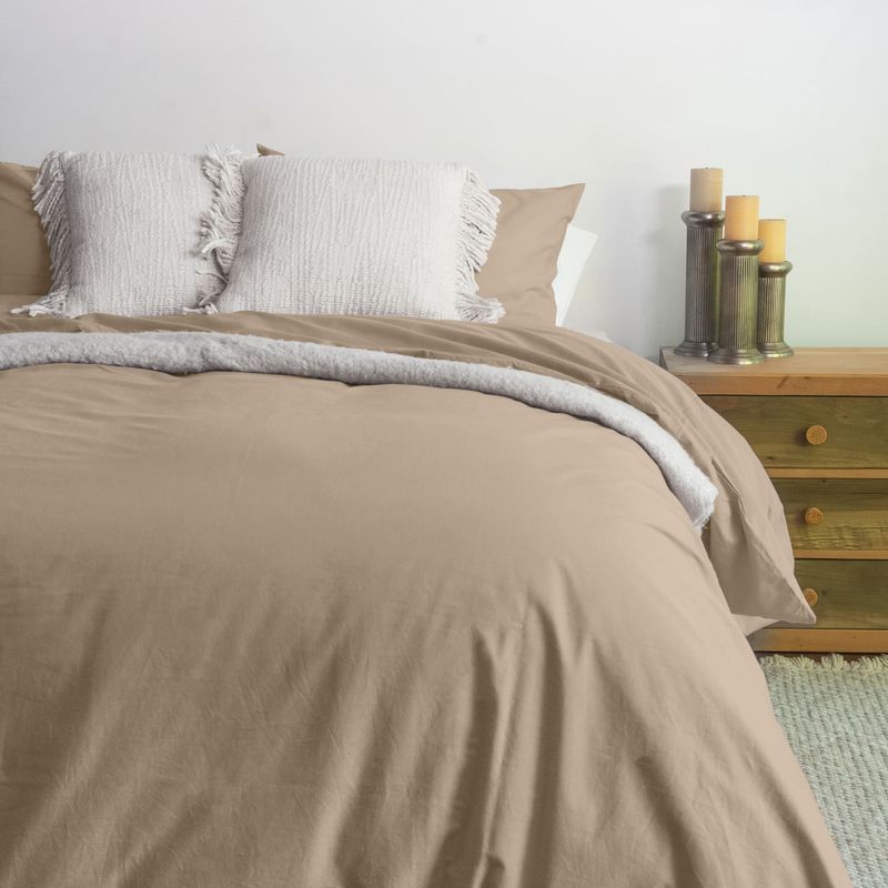 KARSTEN - Cubreplumón Karsten Liss 2 plazas Beige 180 hilos