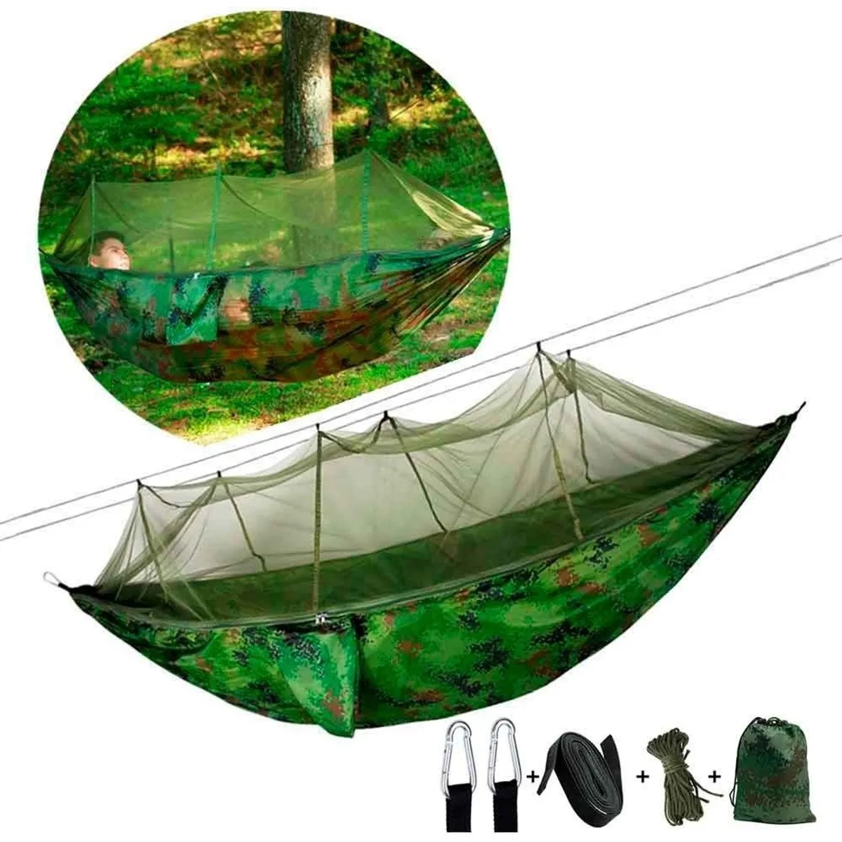 GENERICO - Hamaca Militar Camuflada Con Mosquitero