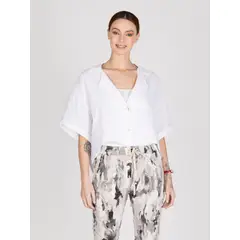 LINEATRE - Blusa Lino Mangas Cortas