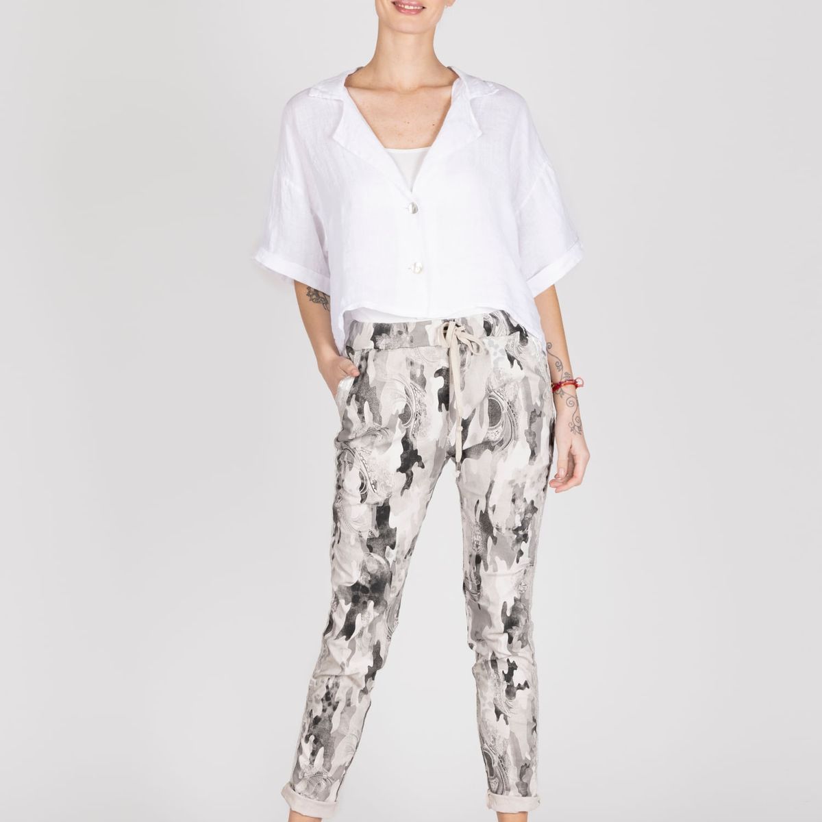 LINEATRE - Blusa Lino Mangas Cortas Lineatre