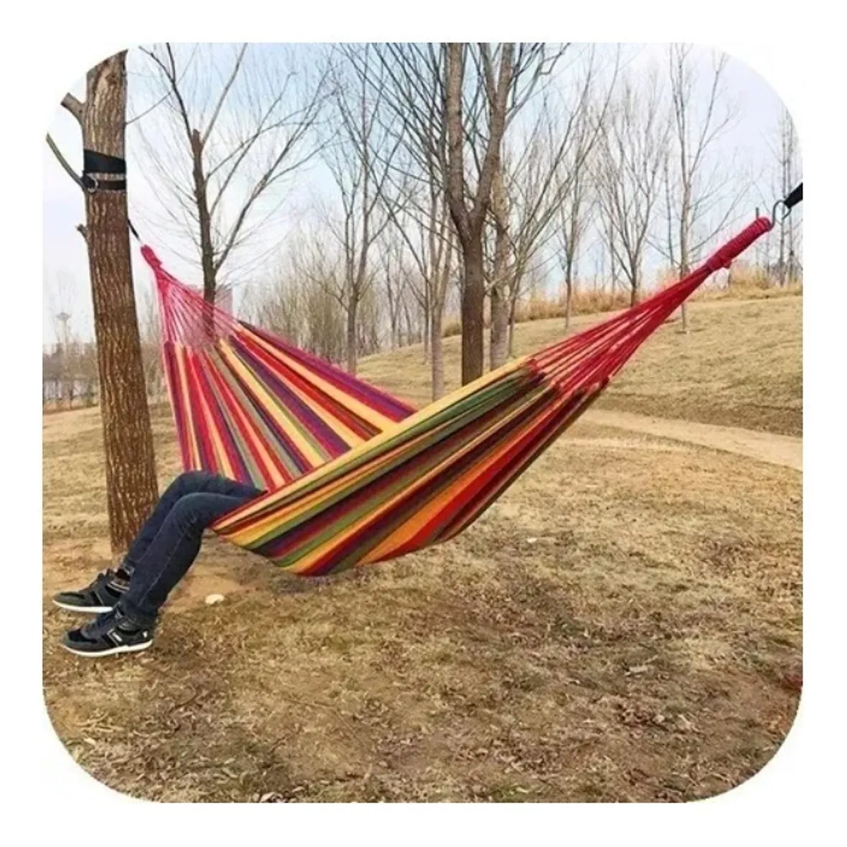 GENERICO - Hamaca Algodón 2 Plaza Colgante Hasta 200kg Roja