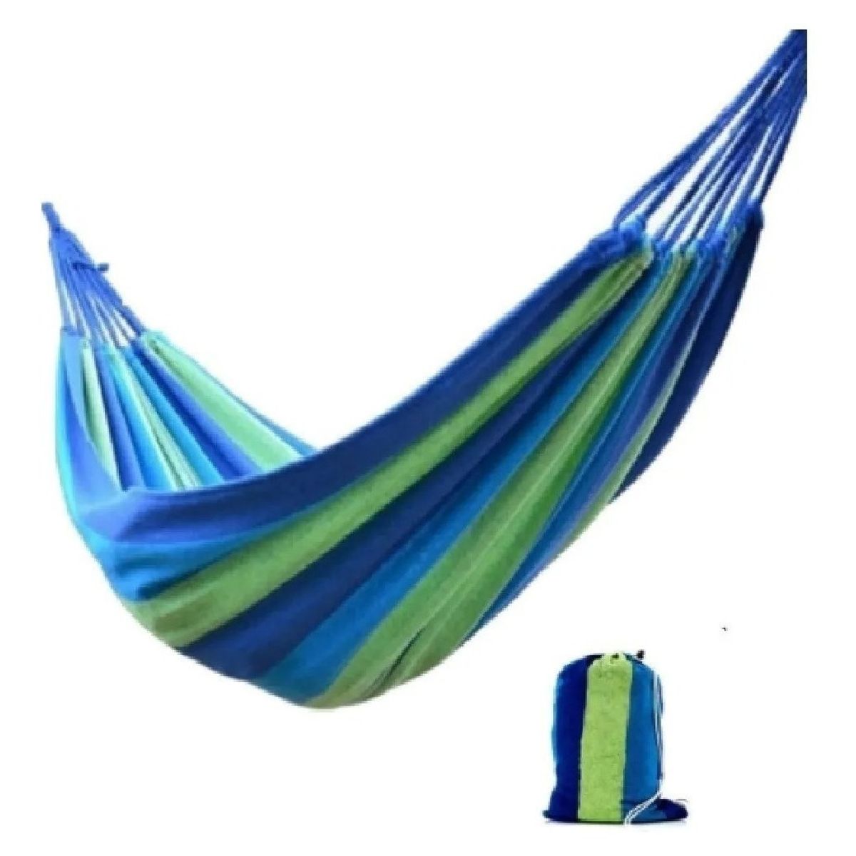 GENERICO - Hamaca Algodón 2 Plaza Colgante Hasta 200kg Azul