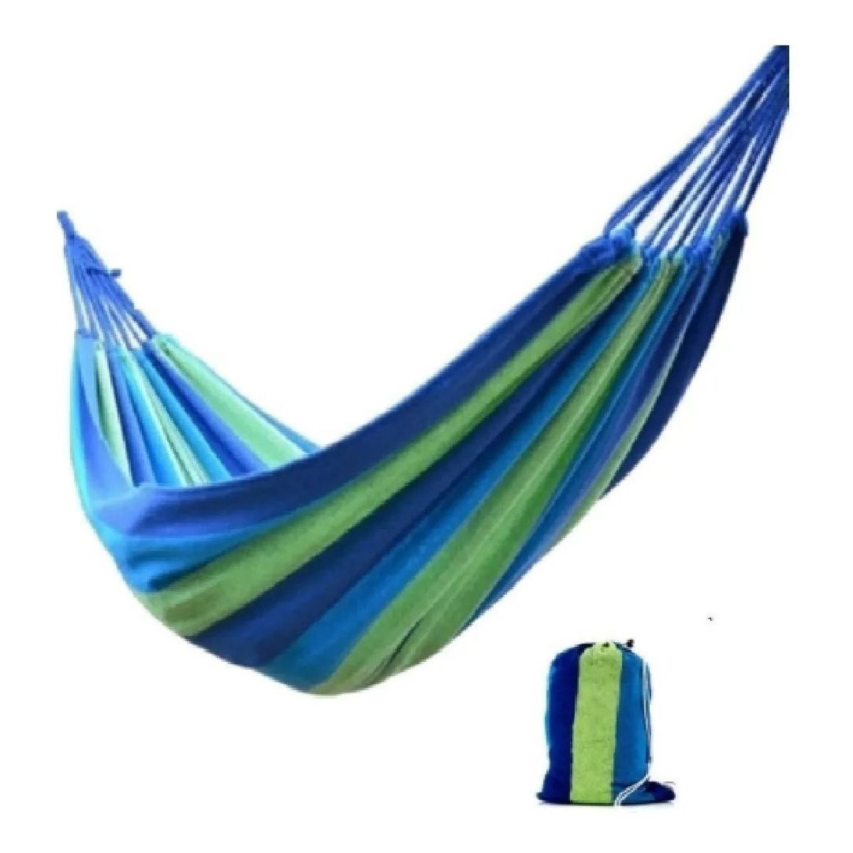 GENERICO - Hamaca Algodón 2 Plaza Colgante Hasta 200kg Azul