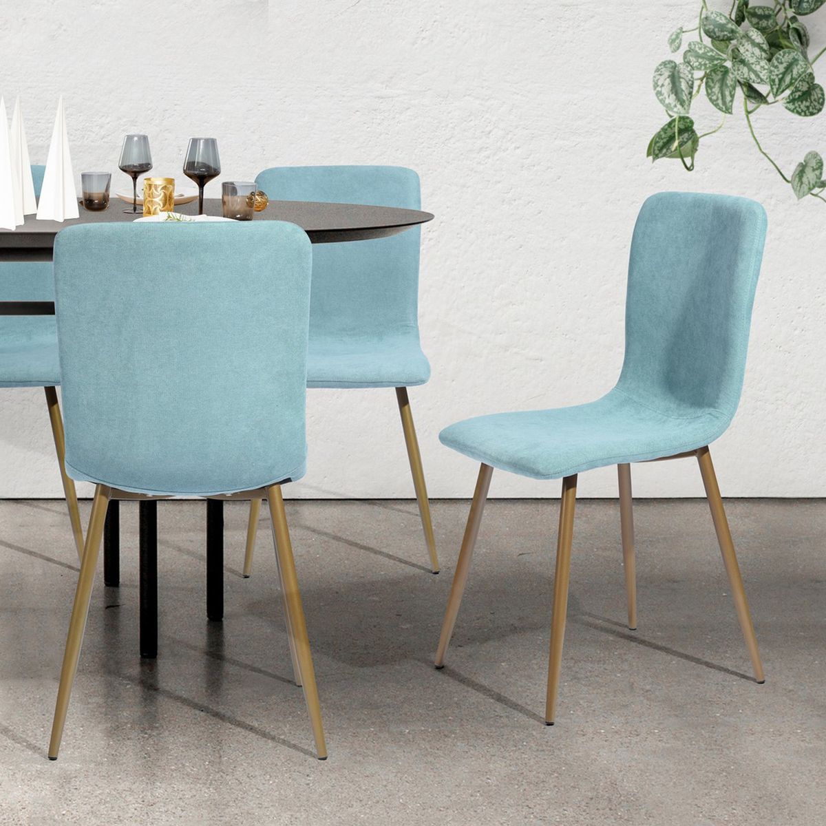 NOVAHUS - Pack 4 Sillas Comedor Gold Juliet - Verde Claro