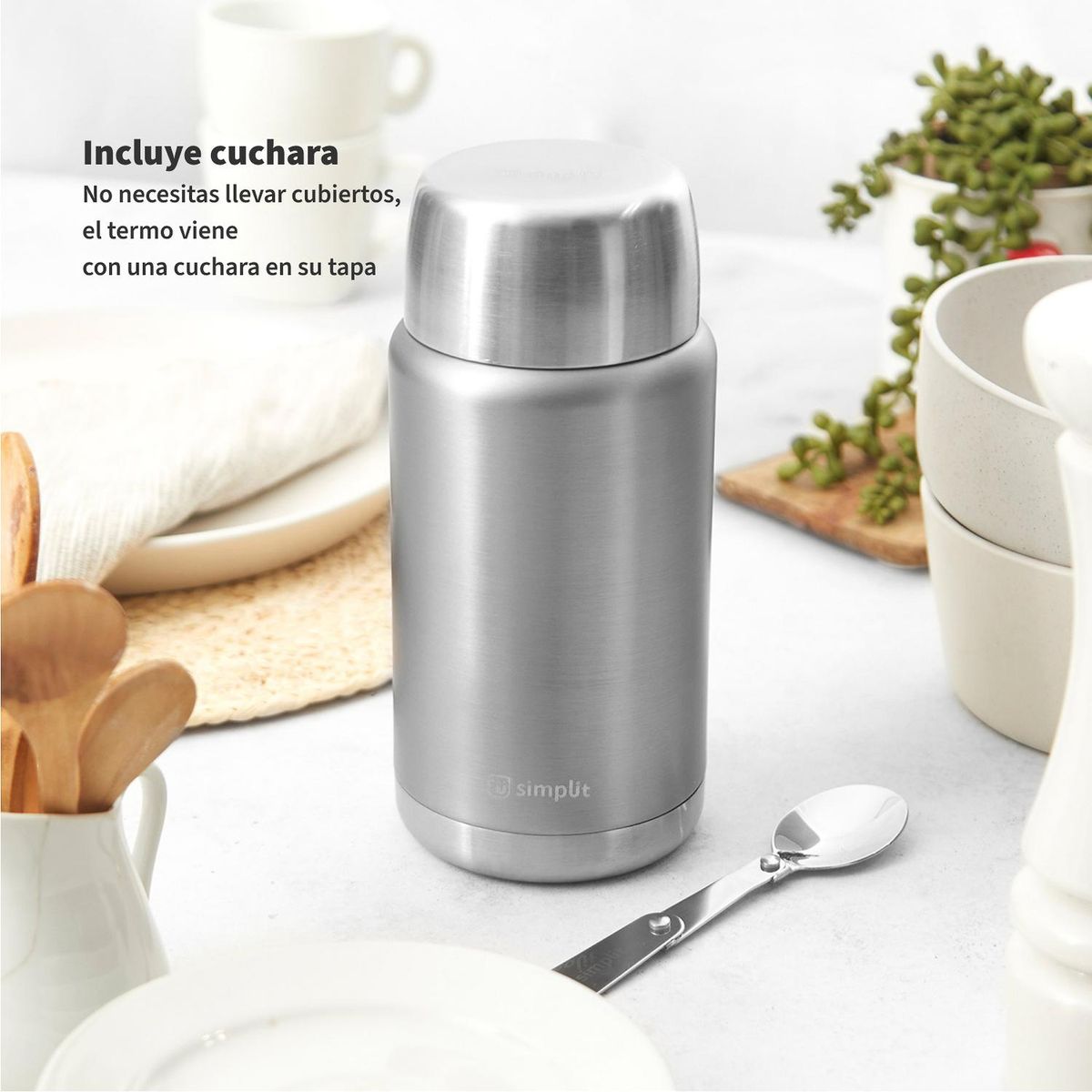 SIMPLIT - Termo de Comida Insulado Acero Inox 750 ml Gris Simplit