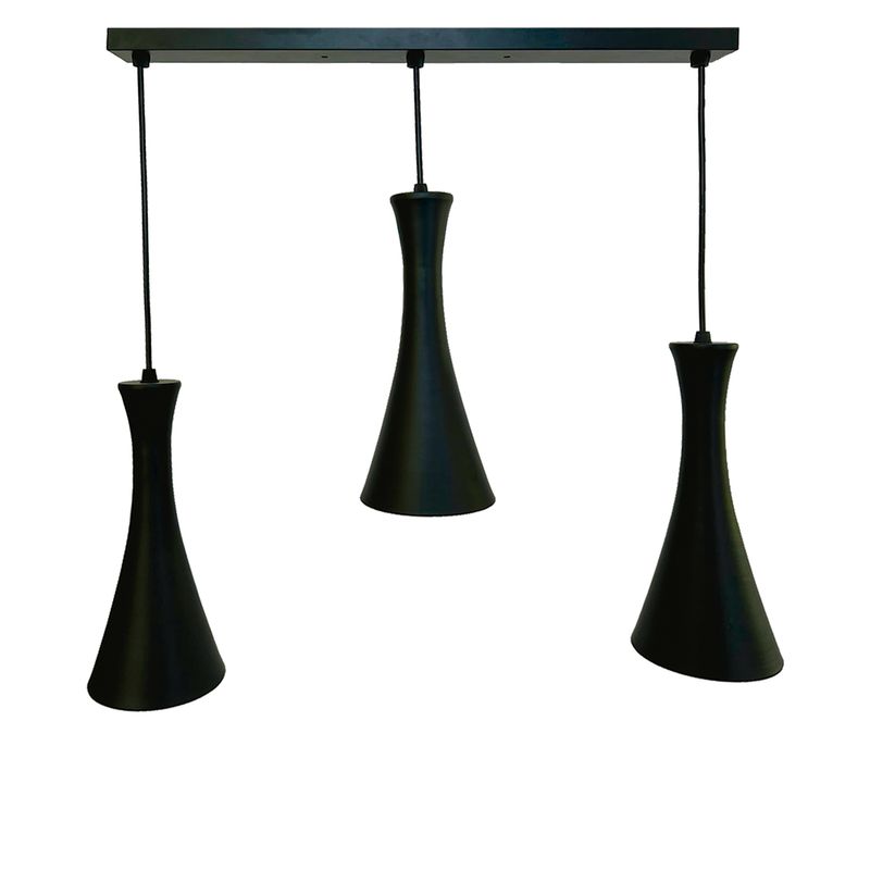 HB LEDS - Lámpara Colgante Triple E-27 Diseño Moderno Negro