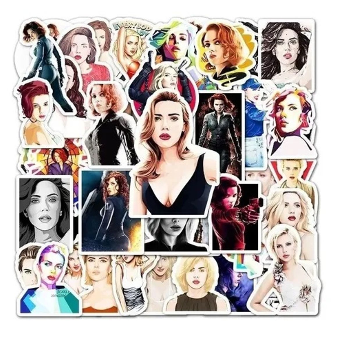 GARSIL - 50 Stickers Scarlett Johansson - Etiquetas Autoadhesivas