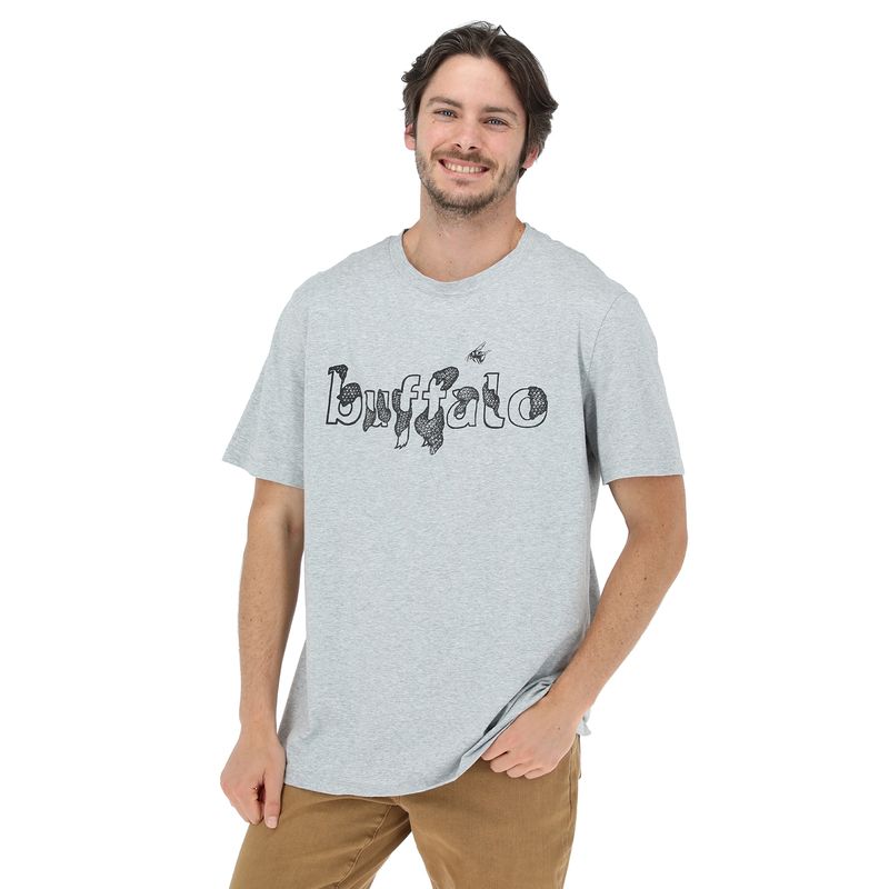 BUFFALO CHILE - Polera Manga Corta Buffalo Panal Gris Melange Hombre