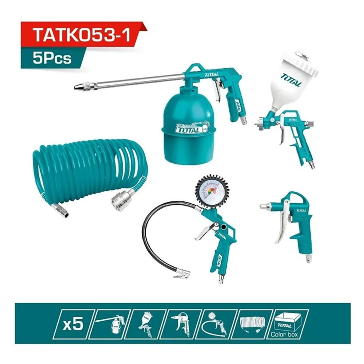 TOTAL TOOLS - Kit Juego Herramientas Neumaticas 5 Piezas