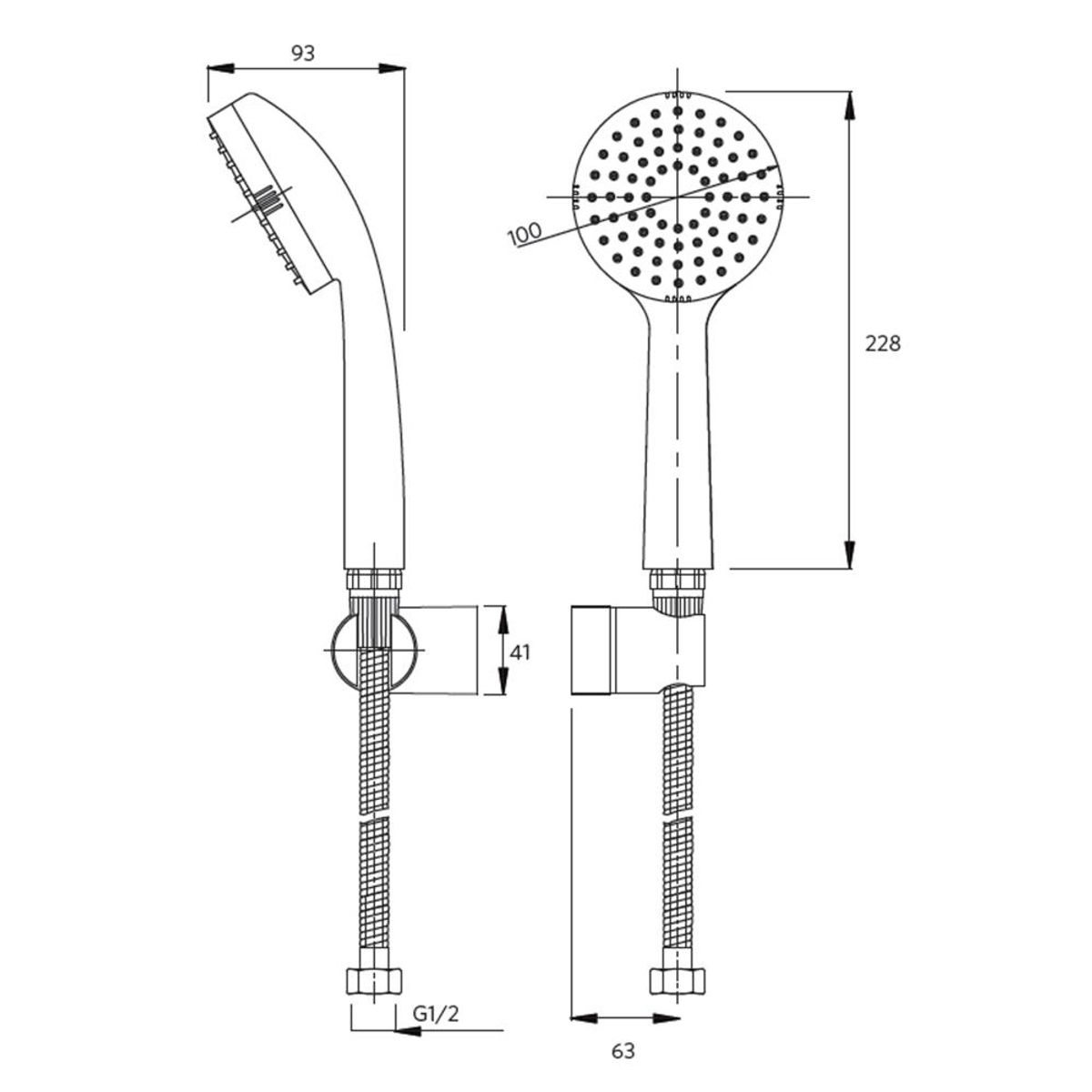 STRETTO - Juego Ducha 1 Función Limpiable Negro