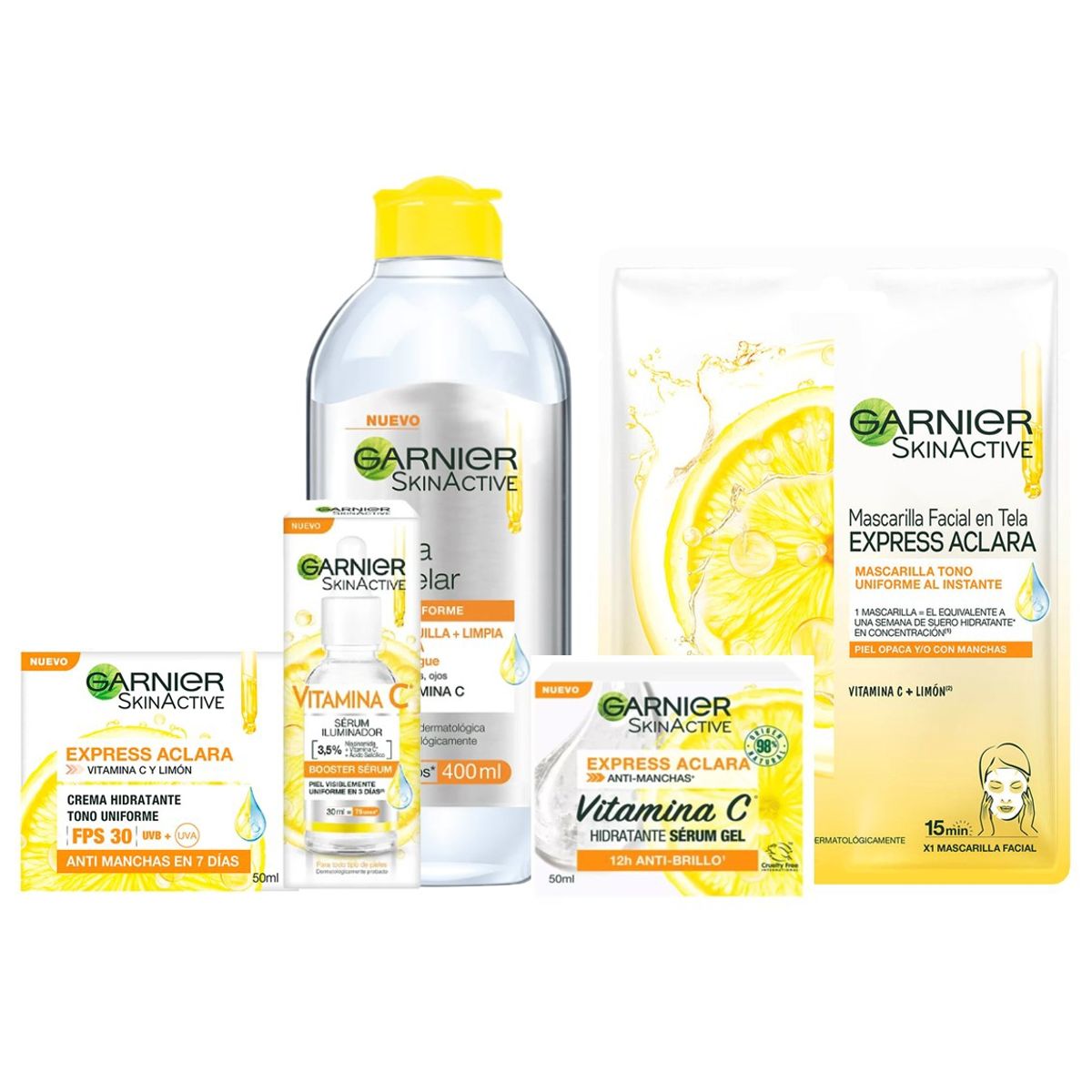 GARNIER - Pack Facial Rutina Express Aclara Vitamina C Garnier