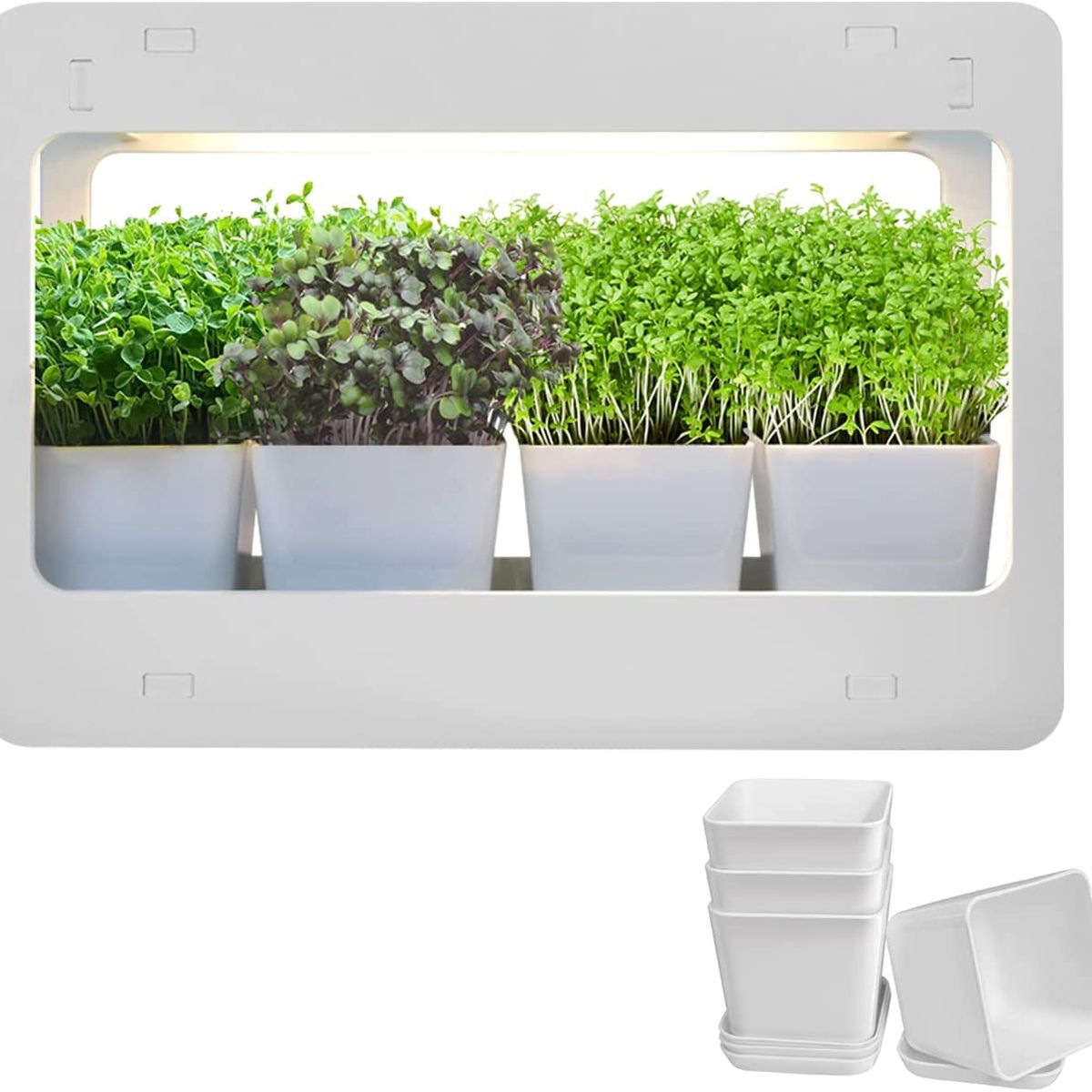 GROWLED - MINIGARDEN Huerto urbano indoor con luz y 4 macetas planta interior