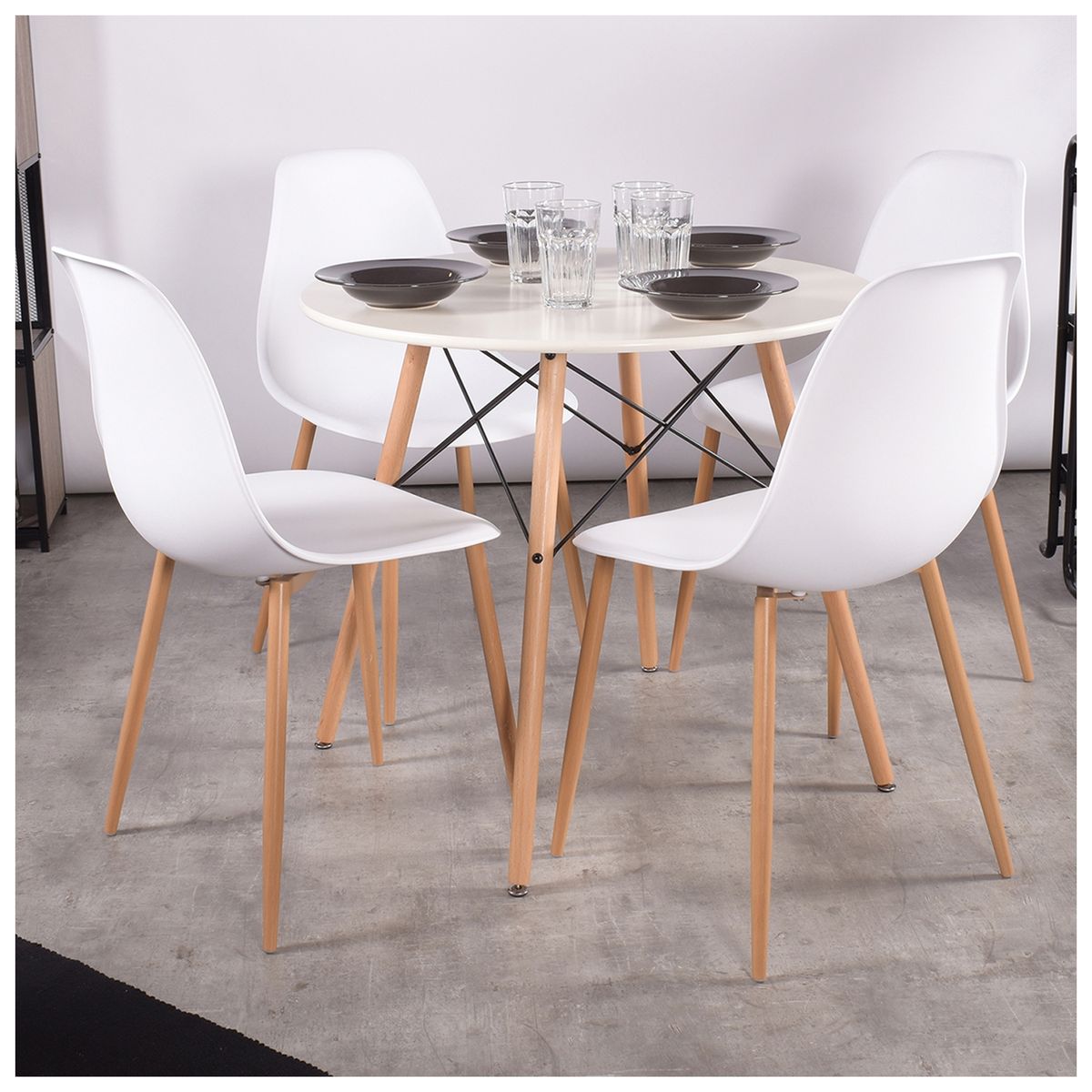 NOVAHUS - Pack 4 Silla Charlton PP Blanco