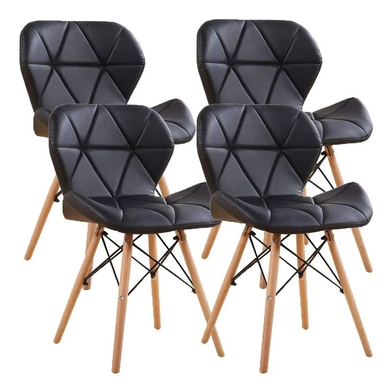 NOVAHUS - Pack 4 sillas eames acolchada / negro