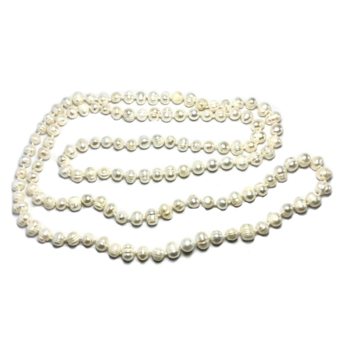 COGGIOLA - Collar Perlas de Río Blanca Largo Nudos