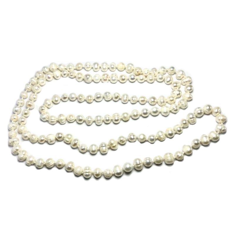ANDREA COGGIOLA JOYAS - Collar Perlas de Río Blanca Largo Nudos