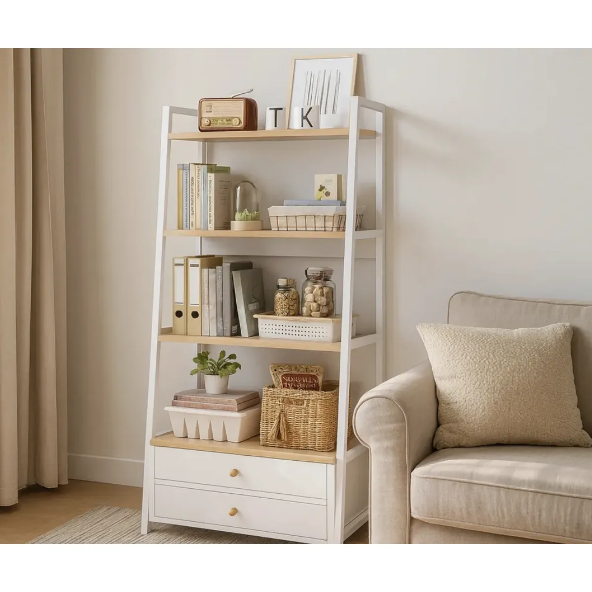 HOMER DESIGN - Estante repisa multifuncional planta biblioteca Con Cajones 150x63x30