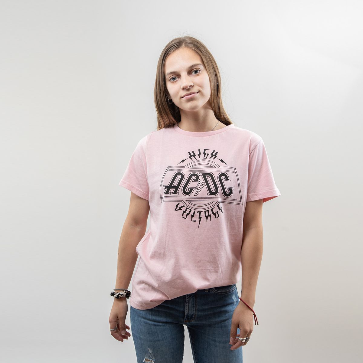 AC DC - Polera Mc Mu Ac Dc Rosado Voltagem