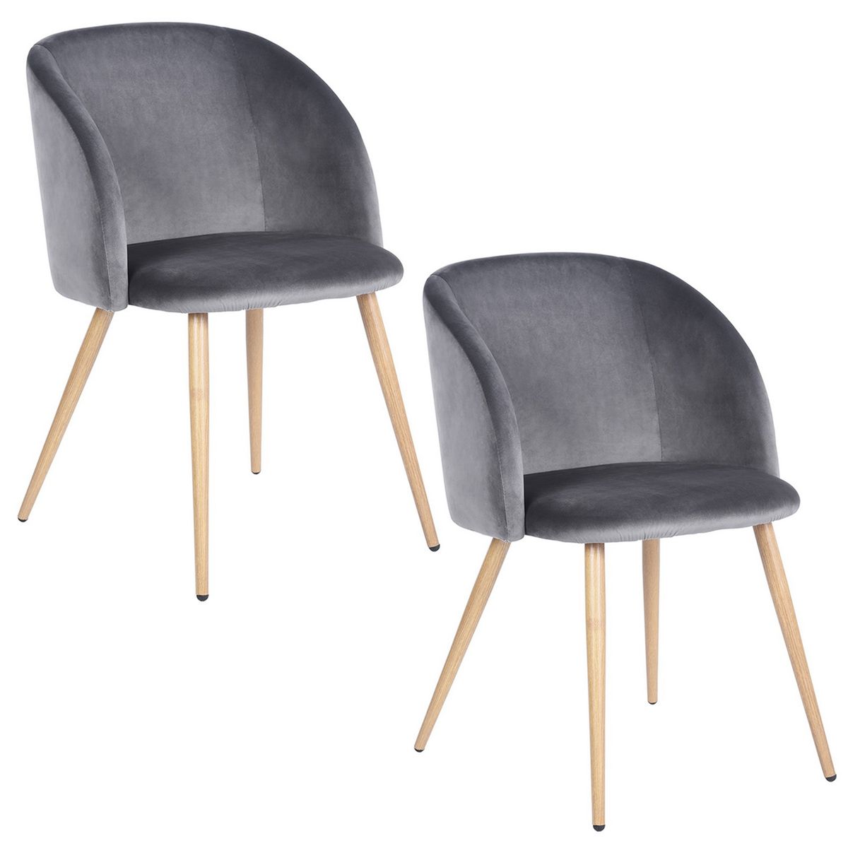 NOVAHUS - PACK 2 SILLA COMEDOR SITIAL LOUNGE TERCIOPELO GRIS