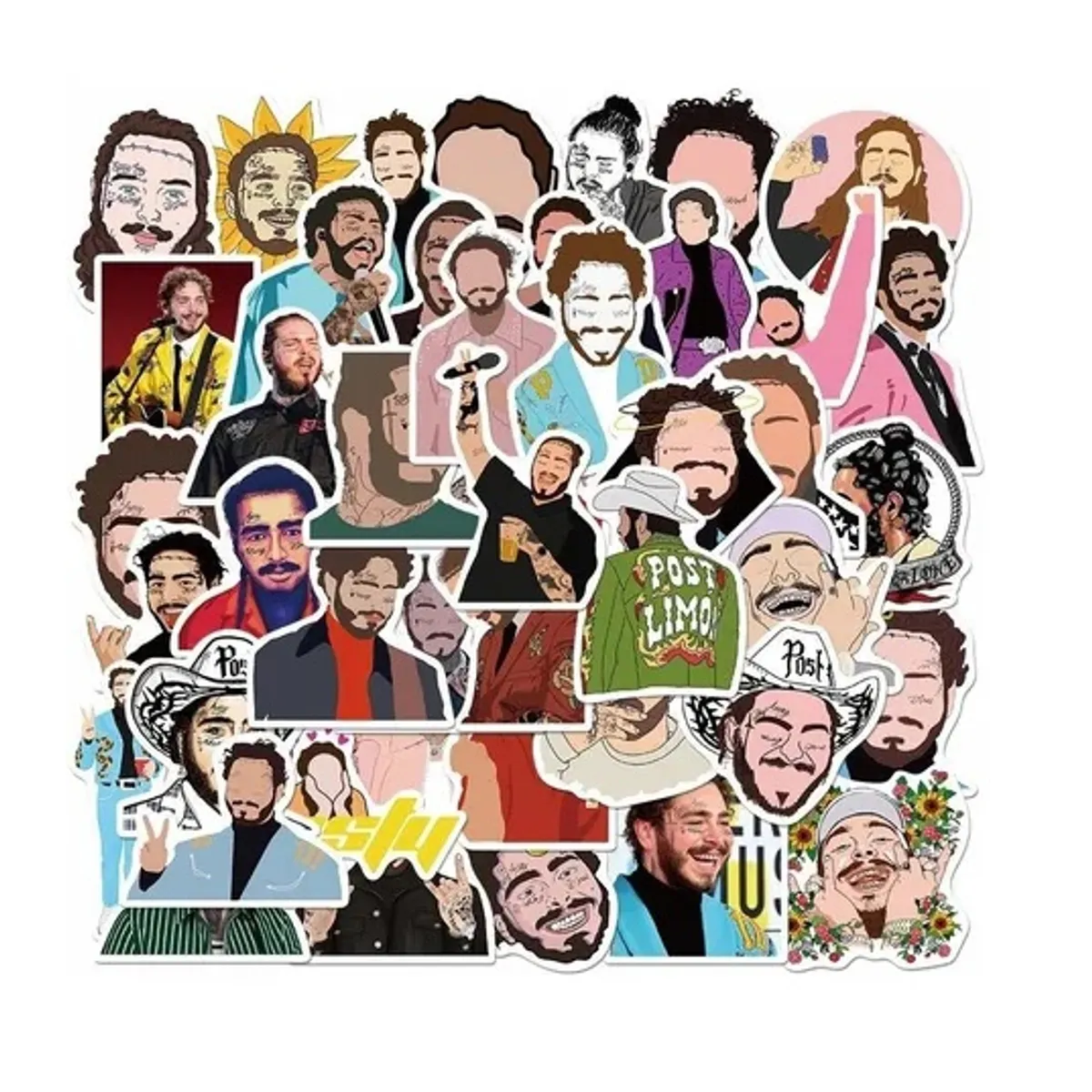 GARSIL - 50 Stickers Post Malone - Etiquetas Autoadhesivas