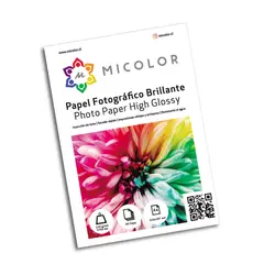 MICOLOR - Papel Fotográfico Brillante Carta 115g / 100 hojas