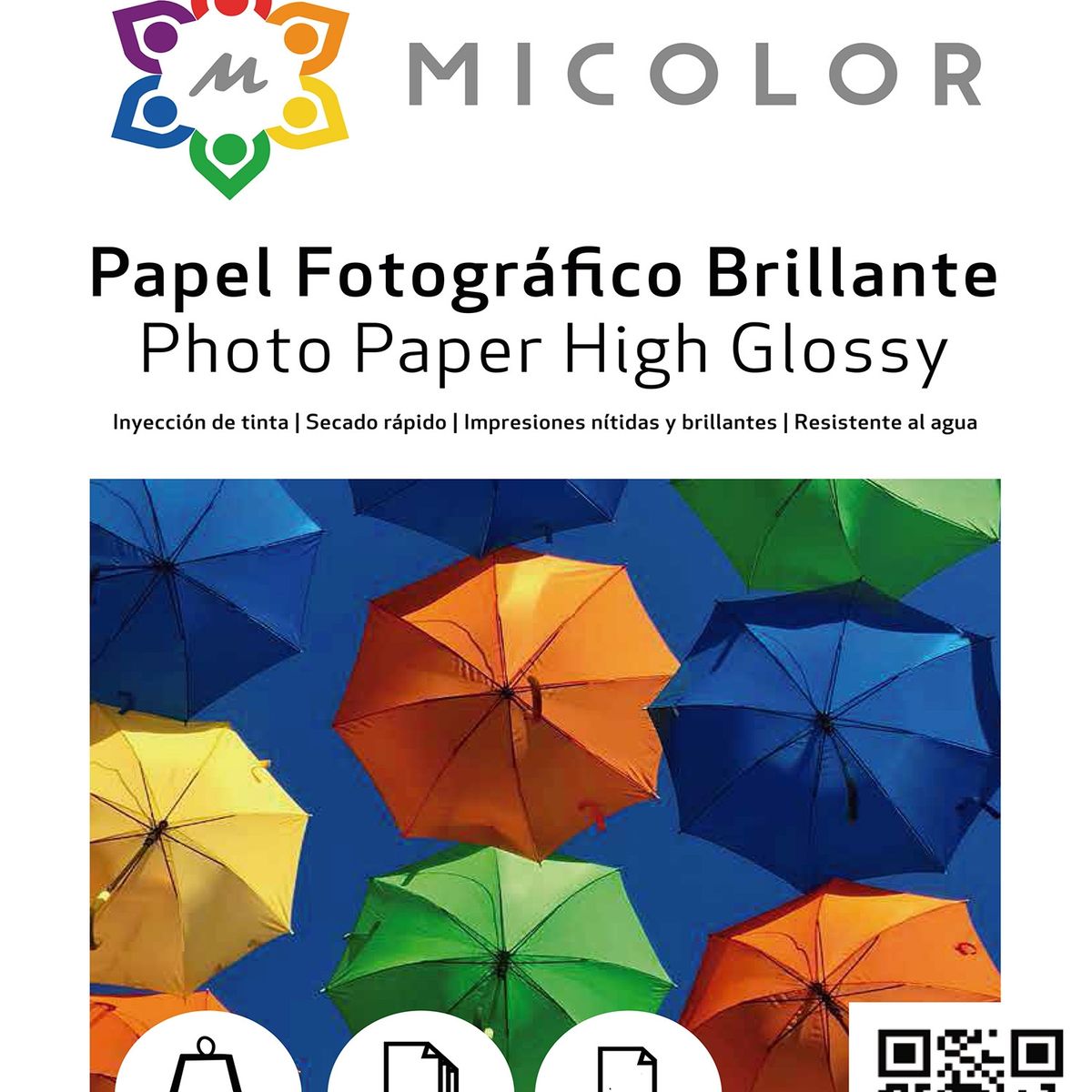 MICOLOR - Papel Fotográfico Brillante Carta 230g / 50 hojas