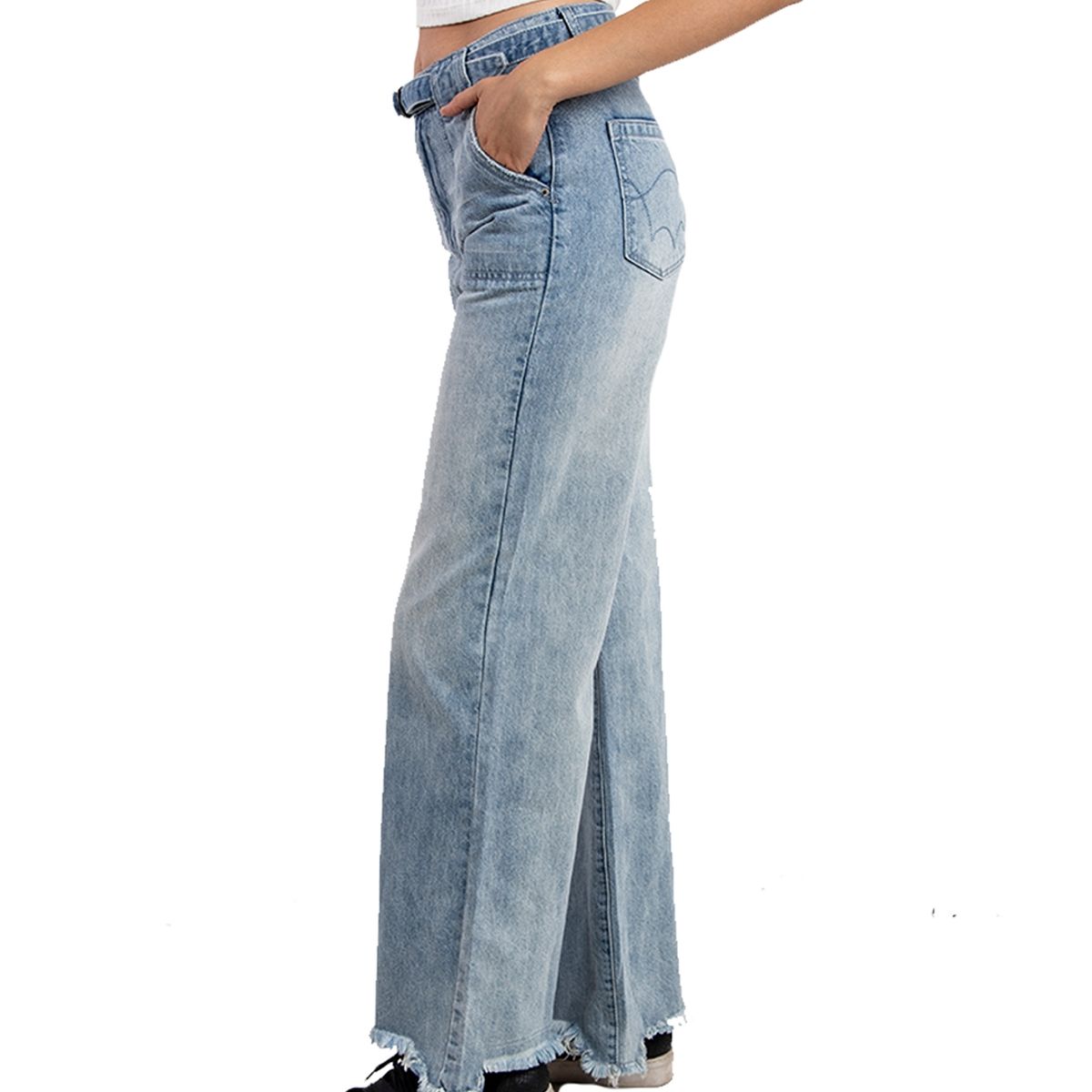 BUFFALO CHILE - Pantalon Jeans Frayed Celeste Mujer