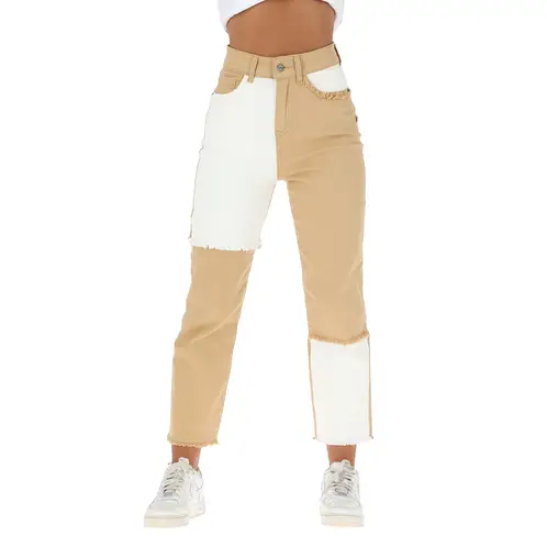 BUFFALO CHILE - Pantalon Jeans Cortes Chequen Blanco Mujer