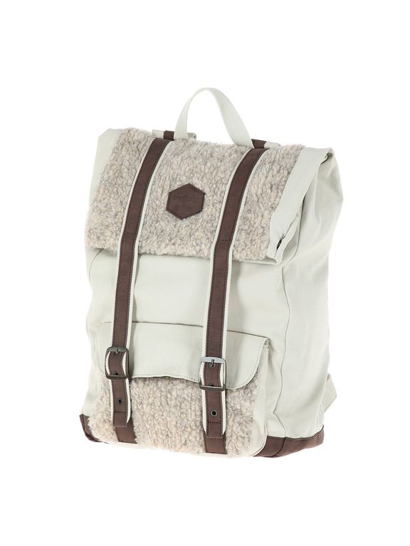 Mochila Buffalera Lana Jaspeado Beige TALLA UNICA