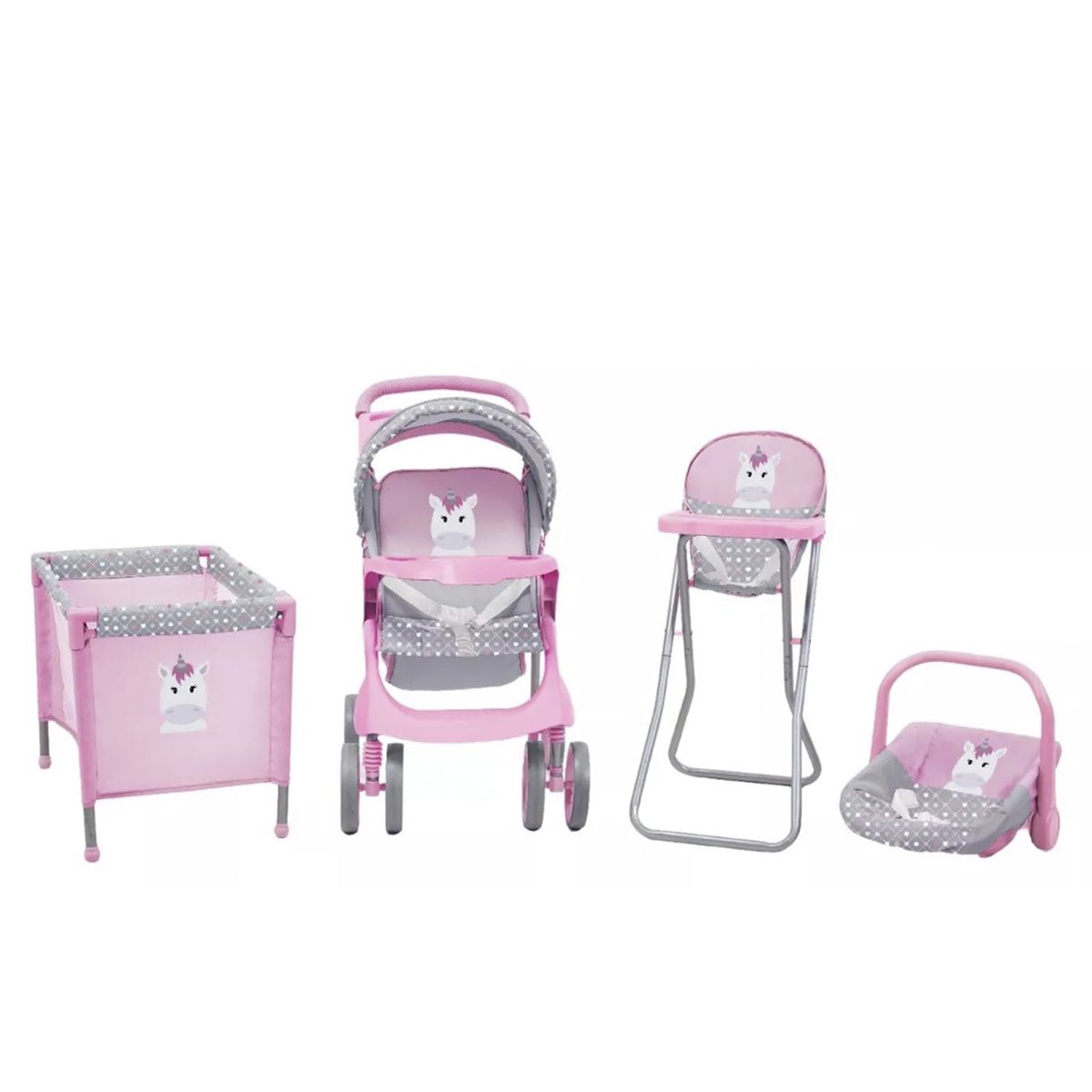 BEBESIT - Coche Travel de Juguete para Muñeca Rosado + Cuna Bebesit