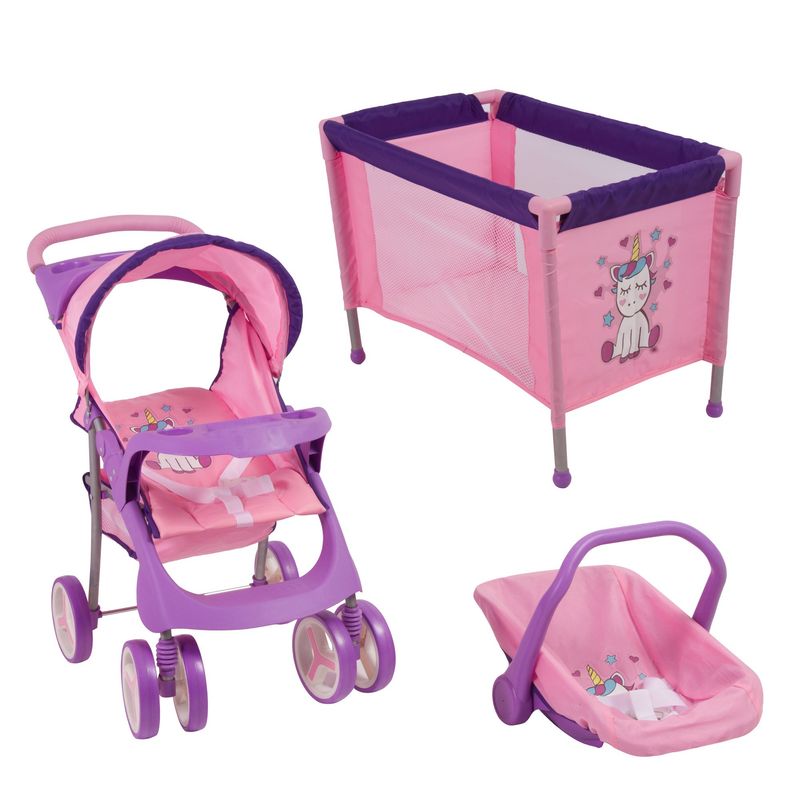 BEBESIT - Coche de Juguete para Muñeca + Cuna Unicornio Bebesit